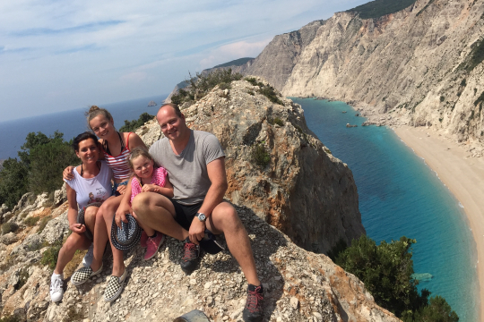 Markus Gasteiger mit seiner Familie in Kefalonia